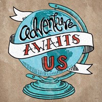 Adventure Love Globe Taupe Fine Art Print