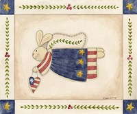 Patriotic Bunny Angel With Heart Fine Art Print
