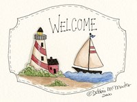 Lighthouse And Sailboat Fine Art Print