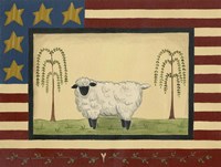 Sheep With Flag Border Fine Art Print