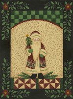 Red Antique Santa With Cabins On Coat Framed Print