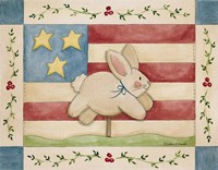 Bunny With Flag Background Fine Art Print