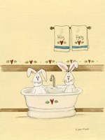 His & Her Bunnies In Tub Fine Art Print