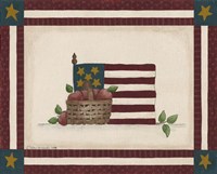 Flag With Basket Of Apples Fine Art Print