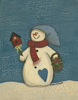 Snowman With Crackle Background Fine Art Print