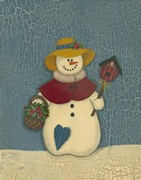 Snowwoman With Crackle Background Fine Art Print