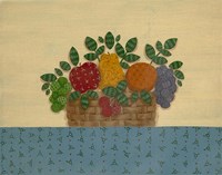 Fruit With Lt. Blue Tablecloth Fine Art Print