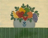 Fruit With Dark Green Tablecloth Fine Art Print