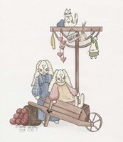 Wheelbarrow Bunnies Fine Art Print