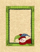Bright Snowman With Green Border Fine Art Print