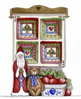 Santa With Bear & Quilt Fine Art Print