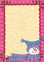 Bright Snowman W/Pink Border Fine Art Print