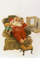 Santa Learning Computer Fine Art Print