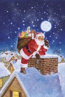 Santa On Rooftop Fine Art Print