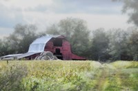 Red Barn In The Fog Fine Art Print