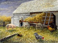 Pig & Chickens Fine Art Print