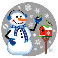 Snowman Birdhouse Fine Art Print