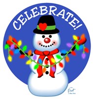 Snowman Christmas Lights Fine Art Print