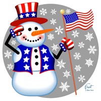 Snowman Patriotic Fine Art Print