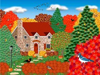 Stone Cottage Autumn Fine Art Print