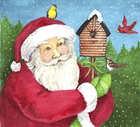 Santa Log Birdhouse Fine Art Print