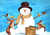 Snowman Bunnies Fine Art Print