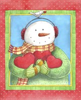 Snowman Give Heart Fine Art Print