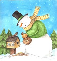 Snowman Green Bird Fine Art Print
