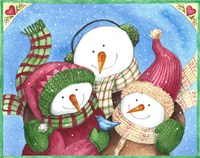 Snowman With Bluebird Fine Art Print