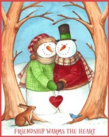 Snowman Tree Heart Share Fine Art Print
