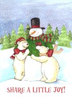 Snowman And Polar Share Joy Fine Art Print