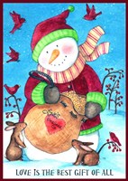Loves Bird Seeds Snowman With Border Fine Art Print