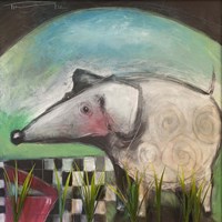 Fancy Dog At Picnic Fine Art Print