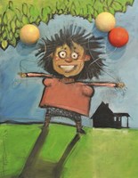 Girl With Balloons Fine Art Print