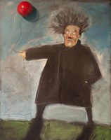 Man With A Balloon Over There Fine Art Print