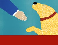 Greeting Visitors Good Dog Banner Yellow Fine Art Print