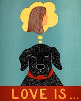 Love Is Dog Girl Black Fine Art Print