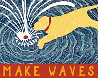 Make Waves Yellow Wbanner Fine Art Print