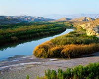 High angle view of Rio Grande flood plain, Big Bend National Park, Texas, USA. Fine Art Print