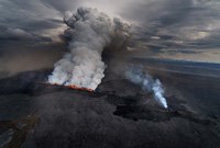Lava and Plumes from the Holuhraun Fissure, Iceland Fine Art Print