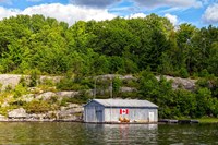Old Metal Boathouse, Lake Muskoka, Ontario, Canada Fine Art Print