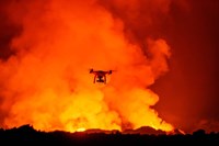 Radio Contolled Drone flying over Eruption, Holuhraun Fissure, Bardarbunga Volcano, Iceland. Fine Art Print