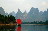 Boat on Li River, Guilin, China Fine Art Print