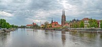 Oder river and Cathedral island in Wroclaw, Poland Fine Art Print