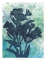 Indigo Floral Silhouette I Framed Print
