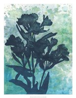 Indigo Floral Silhouette I Fine Art Print