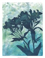 Indigo Floral Silhouette II Framed Print