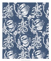 Indigo Floral Chintz I Fine Art Print