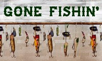 Gone Fishin' Wood Fishing Lure Sign Fine Art Print