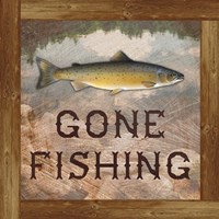 Gone Fishing Salmon Sign Fine Art Print